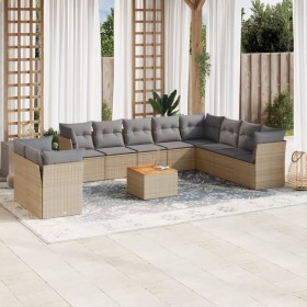 Set de sofás de jardín 11pzas con cojines ratán sintético beige de , Conjuntos de jardín - Ref: Foro24-3223721, Precio: 702,9...