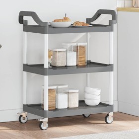 3-tier gray aluminum cart 81x41x92 cm by , Kitchen and dining carts - Ref: Foro24-30321, Price: 72,41 €, Discount: %