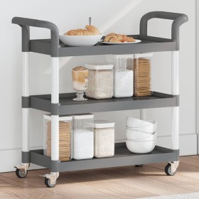 3-tier gray aluminum cart 77x34x72 cm by , Kitchen and dining carts - Ref: Foro24-30323, Price: 59,99 €, Discount: %