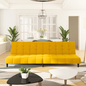 Yellow velvet 2-seater sofa bed by , Sofas - Ref: Foro24-375770, Price: 225,42 €, Discount: %