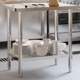 Stainless steel kitchen work table 82.5x55x85 cm by , Restoration - Ref: Foro24-376454, Price: 117,99 €, Discount: %