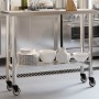 Stainless steel kitchen work table with wheels 110x30x85 cm by , Restoration - Ref: Foro24-376461, Price: 137,38 €, Discount: %