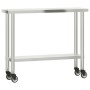 Stainless steel kitchen work table with wheels 110x30x85 cm by , Restoration - Ref: Foro24-376461, Price: 137,38 €, Discount: %