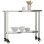 Stainless steel kitchen work table with wheels 110x30x85 cm by , Restoration - Ref: Foro24-376461, Price: 137,38 €, Discount: %