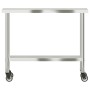 Stainless steel kitchen work table with wheels 110x30x85 cm by , Restoration - Ref: Foro24-376461, Price: 137,38 €, Discount: %