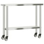 Stainless steel kitchen work table with wheels 110x30x85 cm by , Restoration - Ref: Foro24-376461, Price: 137,38 €, Discount: %