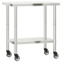 Kitchen work table with stainless steel wheels 82.5x55x85 cm by , Restoration - Ref: Foro24-376463, Price: 126,13 €, Discount: %