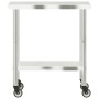 Kitchen work table with stainless steel wheels 82.5x55x85 cm by , Restoration - Ref: Foro24-376463, Price: 126,13 €, Discount: %