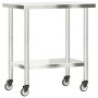 Kitchen work table with stainless steel wheels 82.5x55x85 cm by , Restoration - Ref: Foro24-376463, Price: 126,13 €, Discount: %