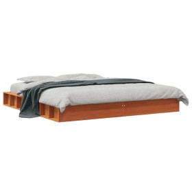 Solid wax brown pine wood bed frame 180x200 cm by , Beds and slatted bases - Ref: Foro24-3211841, Price: 181,43 €, Discount: %