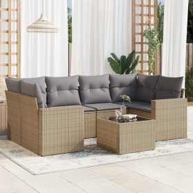 Set of 7-piece garden sofas and beige synthetic rattan cushions by , Garden sets - Ref: Foro24-3218709, Price: 474,67 €, Disc...