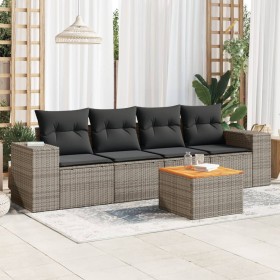 Gartensofa-Set mit Kissen, 5-teilig, graues synthetisches Rattan von , Gartensets - Ref: Foro24-3225325, Preis: 331,48 €, Rab...