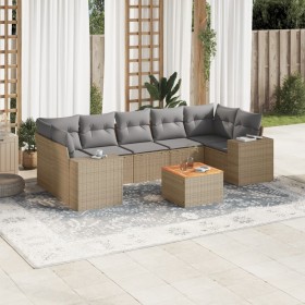 Garden sofa set with beige cushions, 8 pieces, PE rattan. by , Garden sets - Ref: Foro24-3225359, Price: 568,99 €, Discount: %