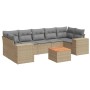 Garden sofa set with beige cushions, 8 pieces, PE rattan. by , Garden sets - Ref: Foro24-3225359, Price: 589,51 €, Discount: %