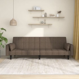 Two-seater sofa bed with two taupe gray fabric pillows. by , Sofas - Ref: Foro24-375839, Price: 252,67 €, Discount: %