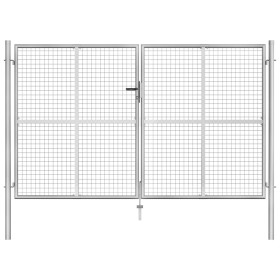 Silver galvanized steel garden gate 306x200 cm by vidaXL, garden gates - Ref: Foro24-144764, Price: 423,83 €, Discount: %