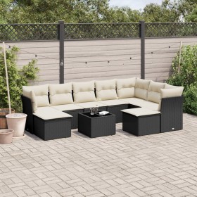 Gartensofa-Set 10-teilig mit schwarzen synthetischen Rattankissen von , Gartensets - Ref: Foro24-3218576, Preis: 584,14 €, Ra...