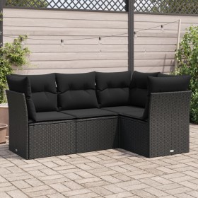 4-teilige Gartensofagarnitur mit schwarzen synthetischen Rattankissen von , Gartensets - Ref: Foro24-3217575, Preis: 261,76 €...