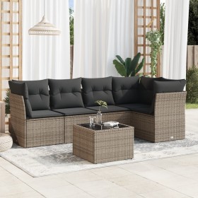 6-piece garden furniture set with gray synthetic rattan cushions by , Garden sets - Ref: Foro24-3217610, Price: 387,61 €, Dis...