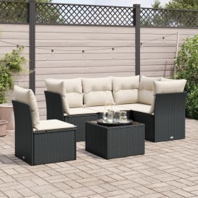 Set aus 6-teiligen Gartensofas und Kissen Kunstrattan schwarz von , Gartensets - Ref: Foro24-3217646, Preis: 403,57 €, Rabatt: %