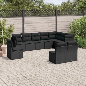 Set de sofás de jardín 10 pzas cojines ratán sintético negro de , Conjuntos de jardín - Ref: Foro24-3249634, Precio: 661,95 €...