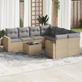 Set de sofás de jardín 9 pzas con cojines ratán sintético beige de , Conjuntos de jardín - Ref: Foro24-3218749, Precio: 590,7...