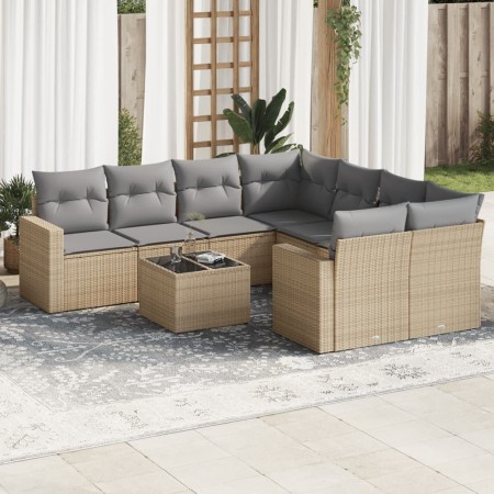 Set de sofás de jardín 9 pzas con cojines ratán sintético beige de , Conjuntos de jardín - Ref: Foro24-3218749, Precio: 591,6...