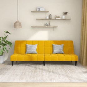 Yellow velvet 2-seater sofa bed by , Sofas - Ref: Foro24-375845, Price: 218,88 €, Discount: %