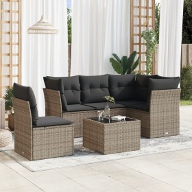 6-piece garden furniture set and gray synthetic rattan cushions by , Garden sets - Ref: Foro24-3217650, Price: 387,61 €, Disc...