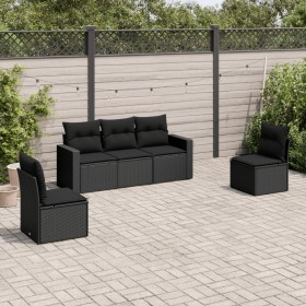 5-teiliges Gartenmöbel-Set und Kissen aus synthetischem Rattan schwarz von , Gartensets - Ref: Foro24-3218775, Preis: 278,99 ...