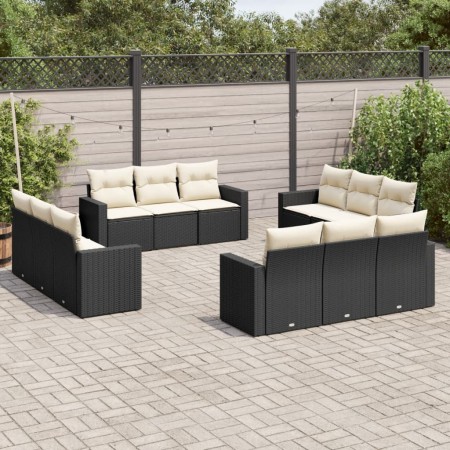 Set Gartensofas 12 Stück Kissen synthetisches Rattan schwarz von , Gartensets - Ref: Foro24-3218756, Preis: 798,47 €, Rabatt: %