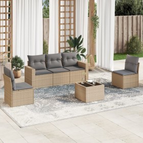 Garden sofa set with 6-piece synthetic rattan beige cushions by , Garden sets - Ref: Foro24-3218789, Price: 384,88 €, Discoun...