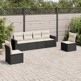 Set aus 6-teiligen Gartensofas und Kissen Kunstrattan schwarz von , Gartensets - Ref: Foro24-3218796, Preis: 353,31 €, Rabatt: %