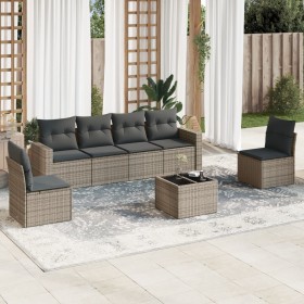 7-piece garden sofa set with gray PE rattan cushions by , Garden sets - Ref: Foro24-3218810, Price: 457,17 €, Discount: %