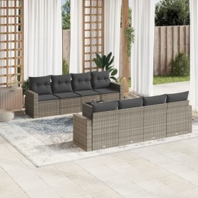 9-teiliges Gartenmöbel-Set und graue synthetische Rattankissen von , Gartensets - Ref: Foro24-3218740, Preis: 644,19 €, Rabat...