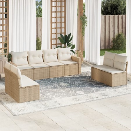 Gartensofa-Set mit beigen Kissen 8 Stück PE-Rattan von , Gartensets - Ref: Foro24-3218838, Preis: 585,40 €, Rabatt: %