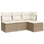 Gartensofa-Set mit Kissen, 4-teilig, beiges synthetisches Rattan von , Gartensets - Ref: Foro24-3217498, Preis: 317,25 €, Rab...