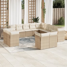 Garden set with 13-piece synthetic rattan beige cushions. by , Garden sets - Ref: Foro24-3218548, Price: 1,00 €, Discount: %