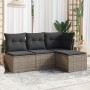 Garden sofa set 4 pieces with gray synthetic rattan cushions by , Garden sets - Ref: Foro24-3217500, Price: 219,46 €, Discoun...