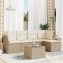 Garden sofa set with cushions 6 pieces beige synthetic rattan by , Garden sets - Ref: Foro24-3217568, Price: 423,51 €, Discou...