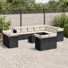 Garden sofa set with 13-piece black synthetic rattan cushions by , Garden sets - Ref: Foro24-3218536, Price: 914,63 €, Discou...