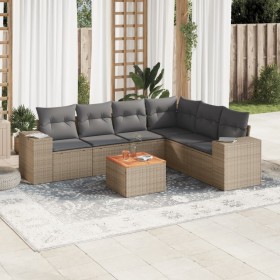 Set of 7-piece garden sofas and beige synthetic rattan cushions by , Garden sets - Ref: Foro24-3257795, Price: 543,88 €, Disc...