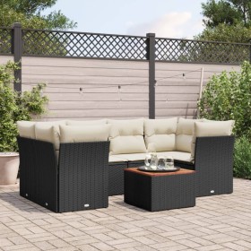 7-teiliges Garten-Essset und schwarze Kissen aus synthetischem Rattan von , Gartensets - Ref: Foro24-3223494, Preis: 453,77 €...