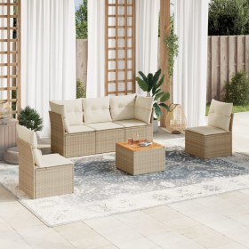 Garden sofa set with 6-piece synthetic rattan beige cushions by , Garden sets - Ref: Foro24-3223545, Price: 477,21 €, Discoun...