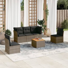 6-piece garden furniture set with gray synthetic rattan cushions by , Garden sets - Ref: Foro24-3223547, Price: 382,95 €, Dis...