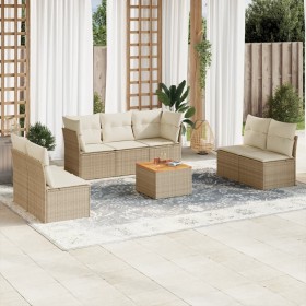 Garden sofa set with beige cushions, 8 pieces, PE rattan. by , Garden sets - Ref: Foro24-3223566, Price: 564,99 €, Discount: %