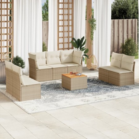 Garden sofa set with beige cushions, 8 pieces, PE rattan. by , Garden sets - Ref: Foro24-3223566, Price: 563,55 €, Discount: %