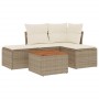 Garden sofa set with cushions 5 pieces beige synthetic rattan by , Garden sets - Ref: Foro24-3223587, Price: 369,03 €, Discou...