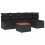 Set aus 6-teiligen Gartensofas und Kissen Kunstrattan schwarz von , Gartensets - Ref: Foro24-3223598, Preis: 315,30 €, Rabatt: %