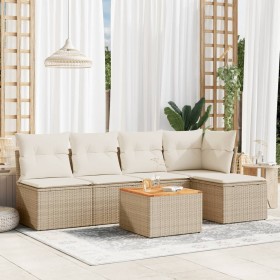 Garden sofa set with 6-piece synthetic rattan beige cushions by , Garden sets - Ref: Foro24-3223601, Price: 398,99 €, Discoun...